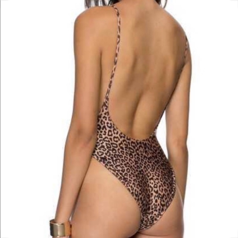 American Apparel one piece swim suit leopard print